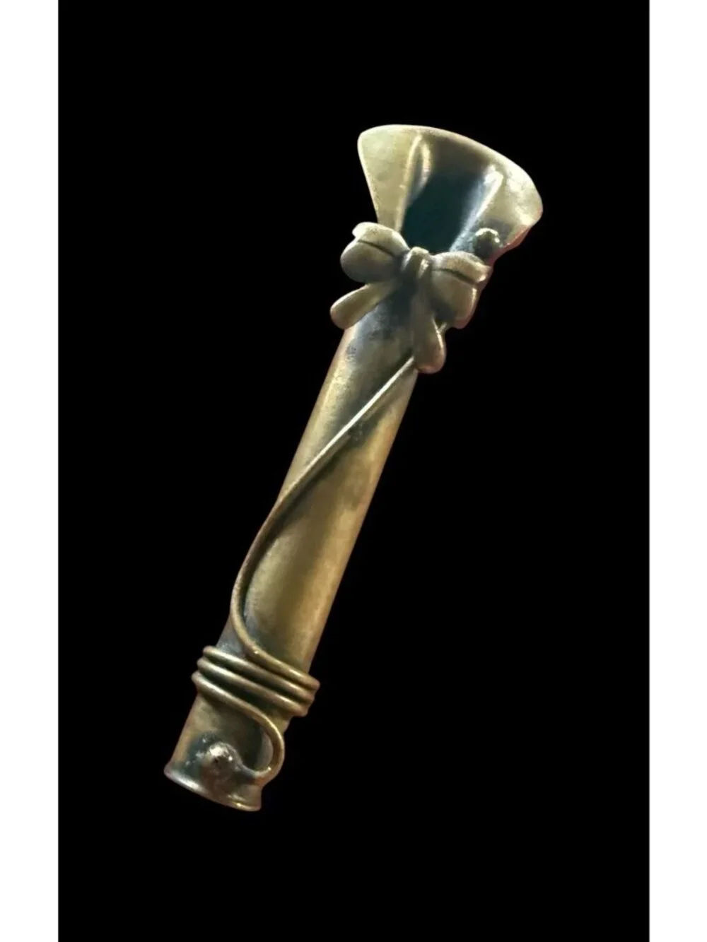 Vintage Brass Modernist Bud Vase Brooch Mid Century Pin